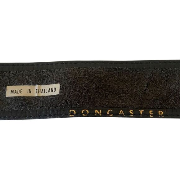 VINTAGE Doncaster Suede Leather Belt With Mother of Pearl Buckle Black - Picture 7 of 8